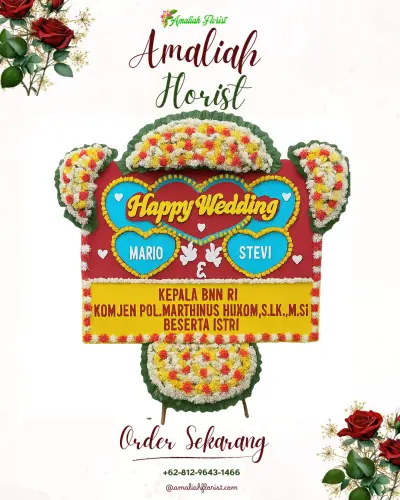 Karangan Papan Bunga Pernikahan di Tukang